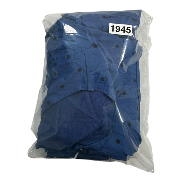 Abercrombie & Fitch Blue Black Polka Dot Front‎ Keyhole Midi Dress Size Medium - Picture 10 of 10